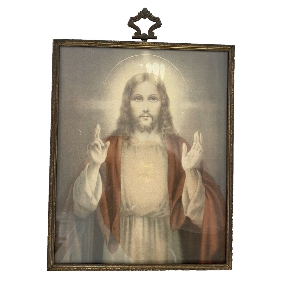 Sacred Heart of Jesus Christian Catholic Religious Vintage‎ Framed Print
